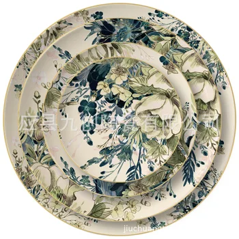 Китайската керамична чиния творчески ретро цвете западна храна Пномпеньская чиния западна храна сладкарница чиния и прибори за златен набор от прибори за хранене