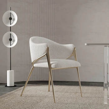 Ергономични трапезни столове за всекидневна, Дизайнерски подлакътник за тоалетка маса, модерни трапезни столове в скандинавски стил, ретро дизайн шезлонг, театрална мебели