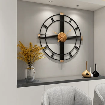 80 см Прости стенни часовници в европейски стил от ковано желязо, часовници за всекидневна, креативната мода, тъпо домашно модерен декоративен часовник