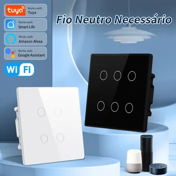 WiFi Smart Switch 110-240 v, гласово управление синхронизиране на осветление 4/6 Банда с Alexa, Google Home, сензорен панел, управление на приложението Brazil 4x4.