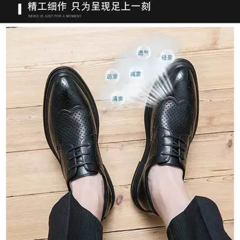 Висококачествени Мъжки Официални Сватбени Модела обувки в Италиански Стил с твърди вложки, Джентльменские мъжки броги-Oxfords с остри пръсти А92