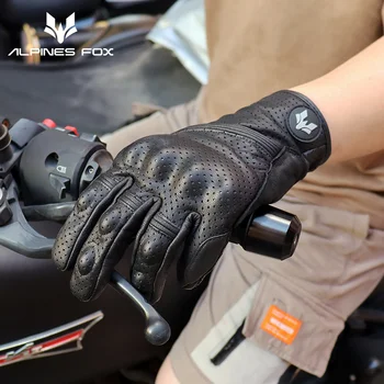 Мъжка Кожена Мотоциклетът Ръкавица със сензорен екран, Лятна Градинска Ръкавица за управление на Мотоциклета с пълна с пръст, Реколта Аксесоари за Колоездене