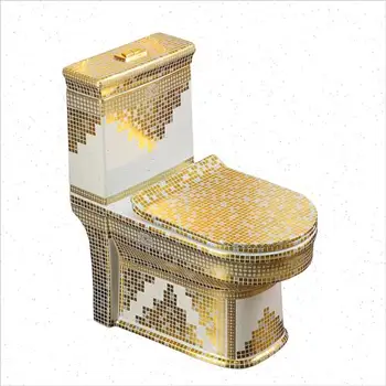 Домакински помпа Z Златна Тоалетна чиния Керамични Супер-завихряющийся Тоалетна чиния за малък апартамент, Дезодорант за сядане на тоалетната, Цветно седалка за вана