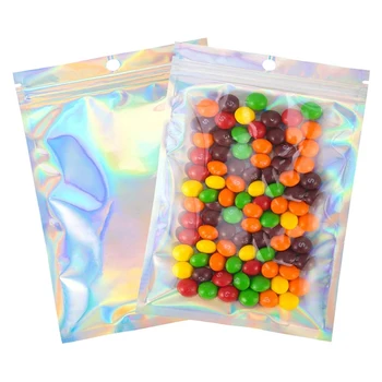 100ШТ Холографски пакети, Херметично Затваряне на Торбички За Съхранение на хранителни продукти в полза на купоните (Холографски цвят, 2 X 3 инча 4 X 6 инча)