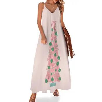 Рокля без ръкави с коледна елха и фламинго, елегантни вечерни рокли за жени 2023 година на издаване