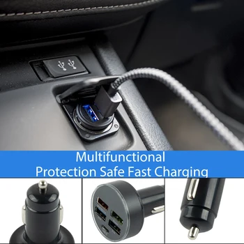 Автомобилен адаптер за контакта, високо-производителни зарядно за кола за интериора на 150 W, бързо зарядно, 4 порта USB + универсален адаптер за контакта Type C