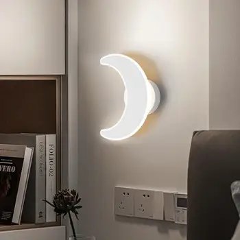 Нов минималистичен творчески лунен монтиран на стената лампа, персонални фон за детска стая, монтиран на стената лампа в скандинавски стил, нощни лампа за кабинета