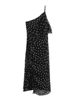 ТРАФИКА на 2023 лятото ново дамско многослойно шифоновое асиметрична рокля на подтяжках с вълнообразни точка, модерно ежедневното приталенное рокля без ръкави в стил ретро
