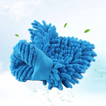 1 бр. двустранен синельная ръкавица за миене на колата, рукавица за почистване на небесносин (случаен цвят)