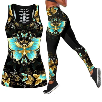 Годишният модерен женски спортен костюм с принтом пеперуди и мандали, комплекти за йога за фитнес зала, дамски спортни облекла, комплект за йога, дрехи за фитнес, йога