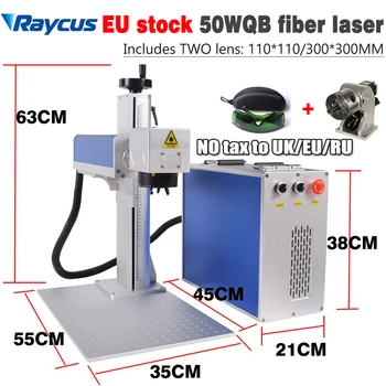 ЕС в наличност Galvo Laser Raycus 50 W (QB) оптични лазерни standalone, маркировъчна машина 110x110 мм + 300x300 mm лазерно влакно с CNC машина за метал EZCAD