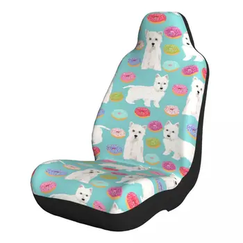 Westie Donuts Terriers Универсални калъфи за автомобилни седалки, защитни капаци за предните седалки, аксесоари за защита на седалките, камиони, микробуси, джипове