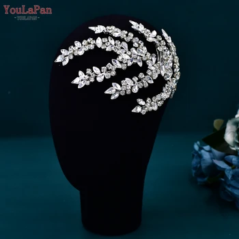 Сватбена прическа YouLaPan с гребен Лъскави Сватбени превръзка на главата Сватбени Аксесоари за коса, ръчно изработени шапки на Булката HP576