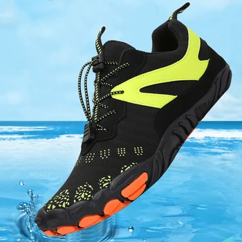 Плажната водна обувки, нескользящая водна обувки с пет пръста, боси, Дишаща подметка каучук, Мъжки маратонки за трекинг на открито, разходки