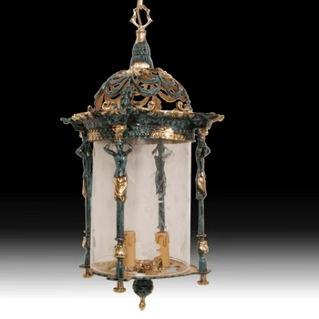 Европейската Бронзова лампа Италианска Вила в стил барок, Бронзов издълбани заключване, Златен Бронз Фенер, Полилей