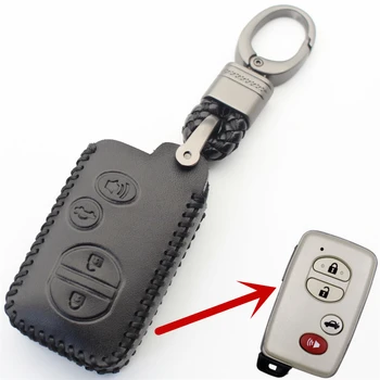 Калъф за smart-ключодържатели от естествена кожа без ключ за Toyota Aurion Camry Highlander Avalon Prius, Corolla