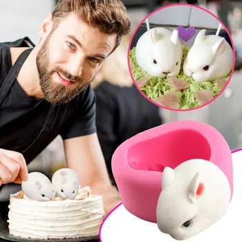 Сапун, Силиконова свещ, Форма за торта със заек, Великденски Шоколадов восък, 3D Кухня 