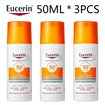 3ШТ EUCERIN Слънцезащитен Крем Sun Protection Oil Control За Лице 50 мл Защита на Чувствителна кожа от ултравиолетовите SPF50 + Слънцезащитен крем-гел За слънчеви бани