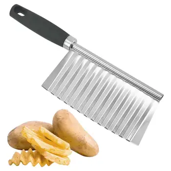 Картофелерезка с неплъзгащи дръжка Качествена Вълнообразни Картофелерезка е Лесна за рязане на картофи и плодове от неръждаема стомана за Кухни