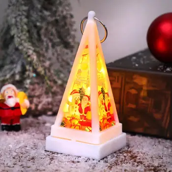 Сладки светлините на коледната сцена, Малък Коледен фенер, Празничен фенерче във формата на Дядо Коледа, снежен човек, Коледни лека нощ за парти в градината