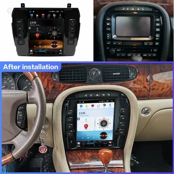Android 12,0 За Jaguar XJ X-TYPE 2001-2009 Авто Радио Стерео Tesla Екран Мултимедиен плеър CarPlay Auto 8G + 256G 4G WIFI DSP