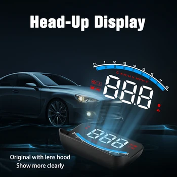 Измерване на скоростта на Автомобилния HUD дисплей OBD2 Автоматичен дисплей на Обороти в минута, Температурата на водата Пробег HUD Сензор Проекторът на предното стъкло