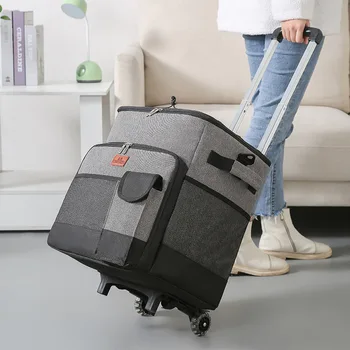 Изолационен чанта за теглене, непромокаем пакет с лед, с голям капацитет, Мултифункционален изолационен кутия за пикник количка