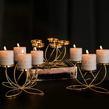 1 бр. Държач за вечеря в спалнята, Романтична свещника със свещи, Железен свещник във формата на Лотос, подпори, модерна декорация в ретро стил
