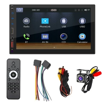 7-Инчов авто стерео Carplay с двоен Din, Android с автоматична огледално връзка, мултимедиен плеър с чувствителен на допир екран, Bluetooth-радио, камера, USB