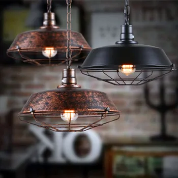 Ретро окачен лампа в стил loft, Промишлени Ретро Железни Нагръдници плафониери E27, Полилей за Салон, ресторант, бар, кухня