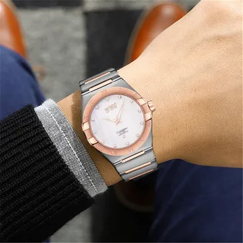 Ежедневни кварцов часовник от неръждаема стомана, минималистичные бизнес мъжки часовник с каишка, Водоустойчив кварцов часовник Reloj Para Mujer