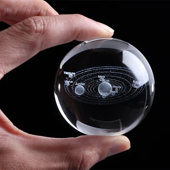 3D Кристална топка лека нощ Слънчевата Система Умален Модел на Планетите Обхват Стъклен Глобус Украшение Начало декор Подарък за Астрофила