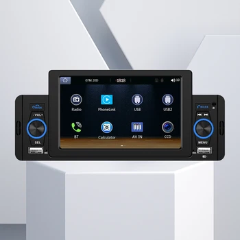 5-инчов авто радио сензорен екран, безжичен Carplay Android Auto, Преносим кола стерео FM трансмитер, гласово управление, вграден микрофон