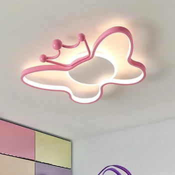 Led тавана лампа за Детска Стая За момичета, спалня, хол, кабинет, тавана лампа, с розова диадема и пеперуда