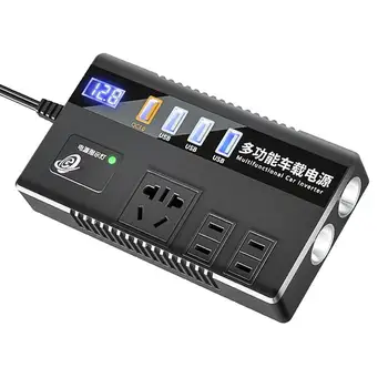 Автомобилен инвертор на постоянен ток в променлив USB от 12 до 24 до 220v Адаптер за зарядно устройство Цифров дисплей Инвертор С 3 USB порта За зареждане на мобилни телефони