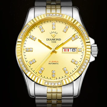Мъжки луксозни автоматични часовници с диаманти, механични ръчни часовника 40 мм, с Най-добрата марка, Класически часовници, в знак на Почит към 1939 Ретро