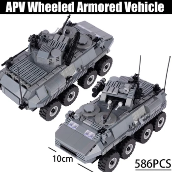 Военна Броня на Автомобила Строителни Блокове Фигурки на Армейски Войници Танк APV Колесни Бтр Военна Сцена Оръжие Тухли Играчки Подарък на Момчето