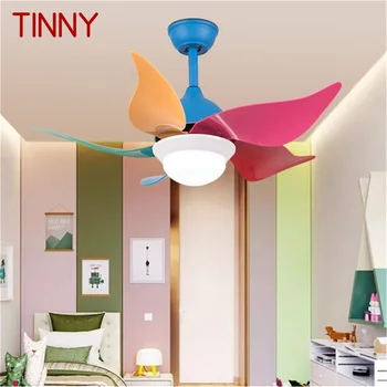 Миниатюрен Модерен цветен вентилатор на тавана с дистанционно управление, led лампа за дома, Детска спалня, детска градина