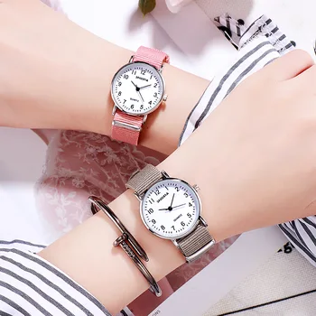 Дамски часовник с Найлонови каишка Sdotter, Прости модерен часовник, Дамски Студентски Кварцови часовници, Ежедневни ръчен часовник от платното за момичета, Продажба, Gif