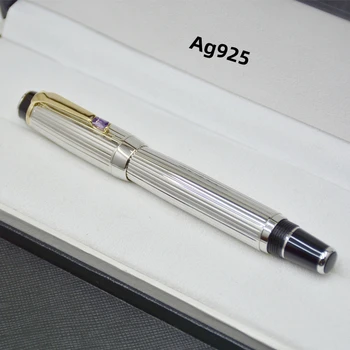 висококачествена златна/сребърна химикалка писалка Ag925 MB Roller/писалка за бизнес-офис-канцеларски принадлежности класа лукс за запис на шариковыми дръжки
