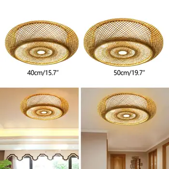 Натурален Бамбуков Сплетен ротанговый капачка с абажуром, тавана лампа, окачена лампа