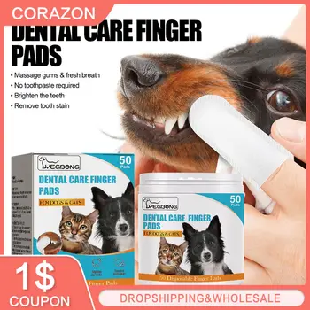 Еднократна възглавница за пръстите За домашни любимци, премахване на зъбната плака, Подходящи за домашни любимци от всички видове организми, Комплект за почистване на зъби, четка за Зъби за кучета