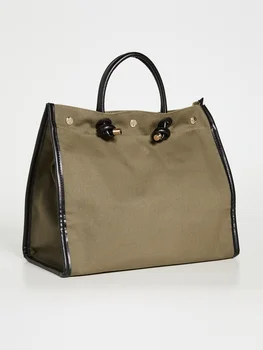 2022 Нова дамска чанта с логото на писмото, Модерна Квадратна чанта с нитове, Дамски Ретро чанта с Голям капацитет