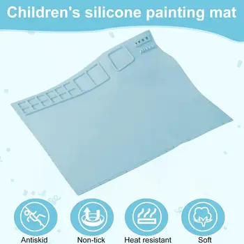 Много голям силиконово килимче за рисуване със сгъваема четка, Чистящая чаша, Подложка за рисуване с маслени бои на 