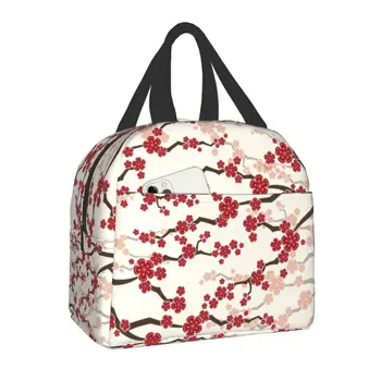Дамски чанта за обяд с цъфнал сакурой, термоохладитель, Японска кутия за Bento с цветя Сакуры, Туристическа чанта за пикник