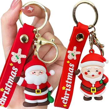 Творчески Сладки ключодържатели Коледен Снежен човек Лосове Дядо Коледа Дамска Чанта Кола ключодържател за мобилен Телефон Модни Аксесоари Подарък на Едро
