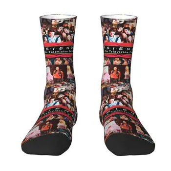 Ретро Ретро колаж приятели, мъжки чорапи за екипажа, Унисекс, забавна 3D печат, класически чорапи за телевизионно шоу