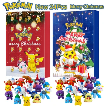Нов 24 Коледен Фигура Pokemon, Кутия с Календар, Сладък Пикачу, Чаризард, Сквиртл, Evey, Псайдак, Модел Играчки За Деца, Подарък за Коледа