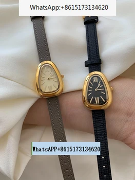 Дамски кварцов часовник със змийска глава от естествена кожа в ретро стил, леки луксозни тенденция дамски кварцови часовници от висок клас A251