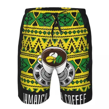 Jamaica Coffee Illustration бързо съхнещи плувни шорти за мъже, Бански костюми, Бански сандък, Плажно облекло за плуване